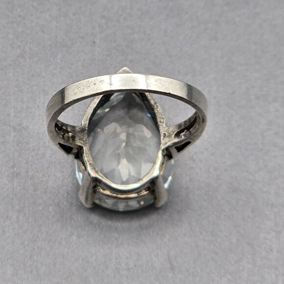 Sterling Silver 925 Lab Created Pear Cut White Sapphire Ring Size 6 Signed CA - Picture 6 of 14
